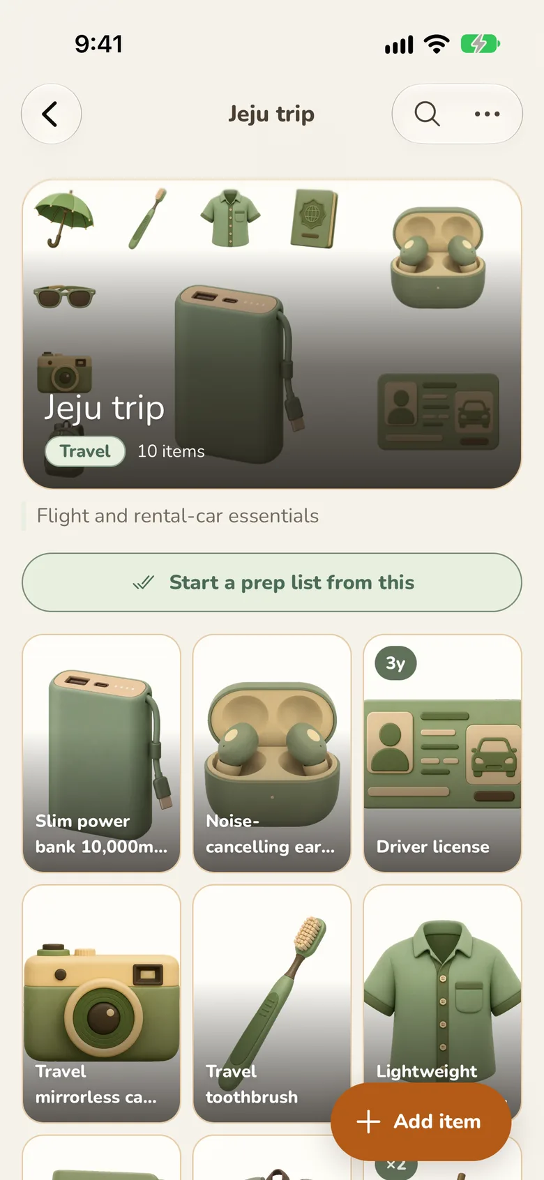 A collection details screen