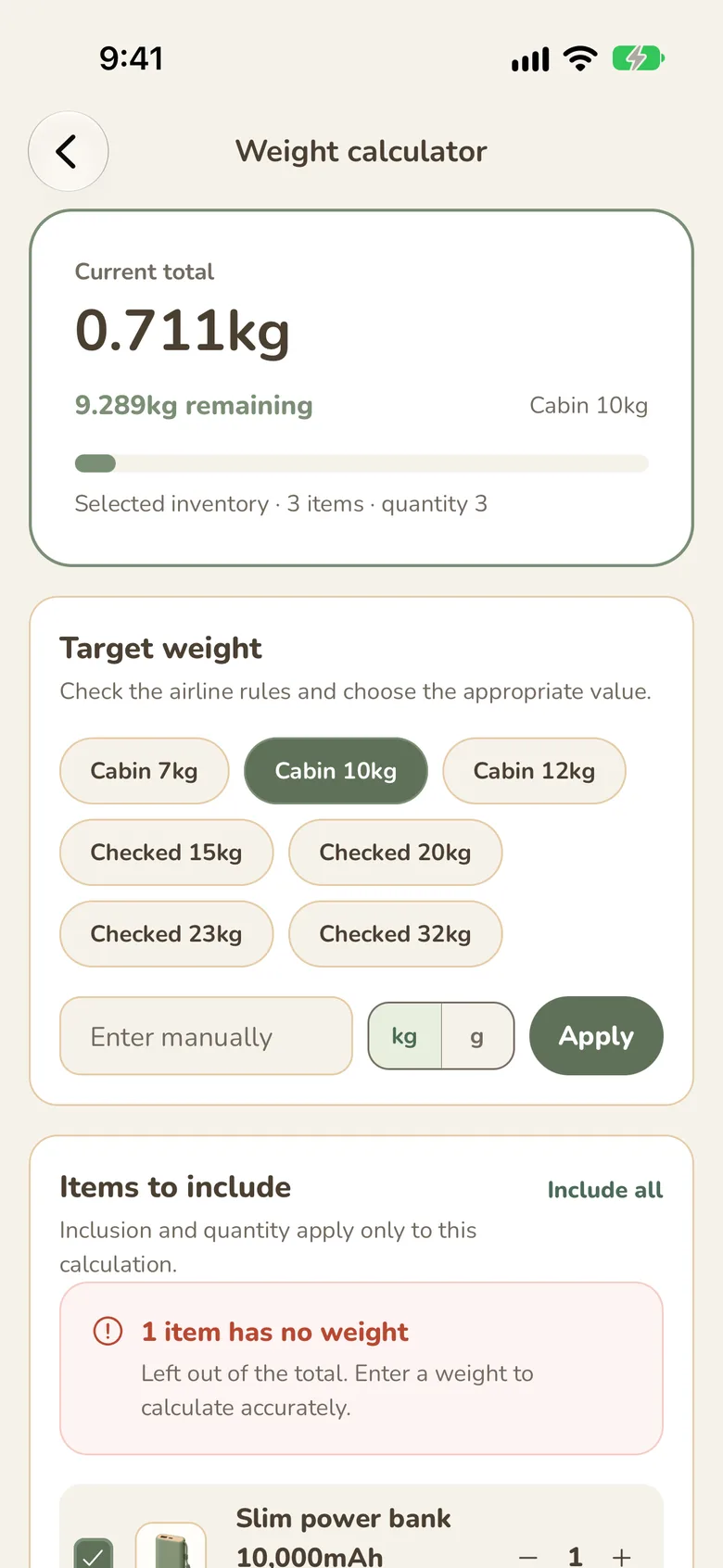 The weight calculator