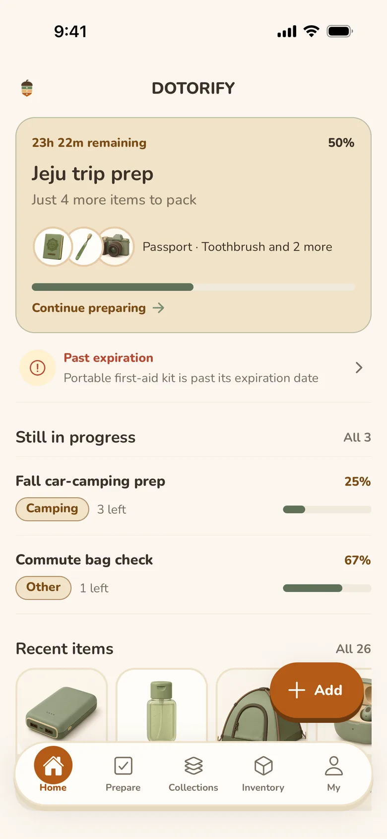 Home screen in the Acorn Crate theme